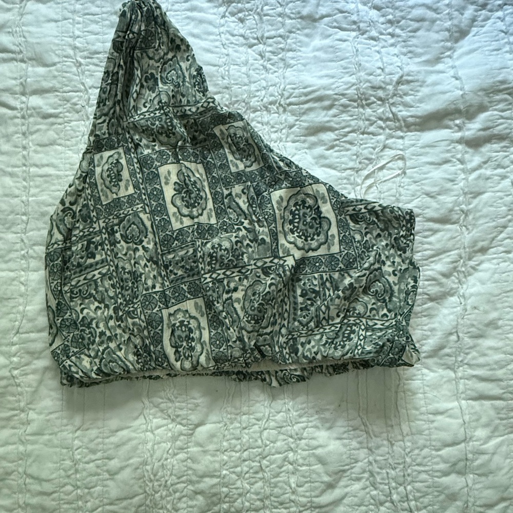 Abercrombie & Fitch Floral Print Blouse in Green and Cream